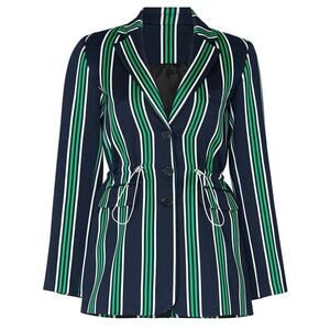 VICTORIA / TOMAS Green Striped Blazer, French Size 38 / US Size 4-6, MSRP $915